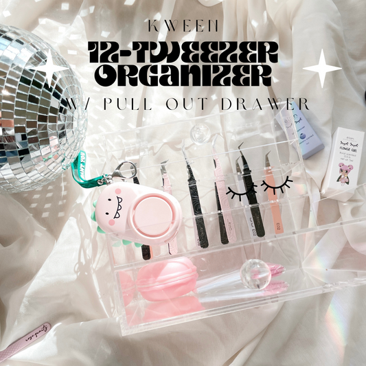 KWEEN 12-Tweezer Organizer w- Pull Out Drawer