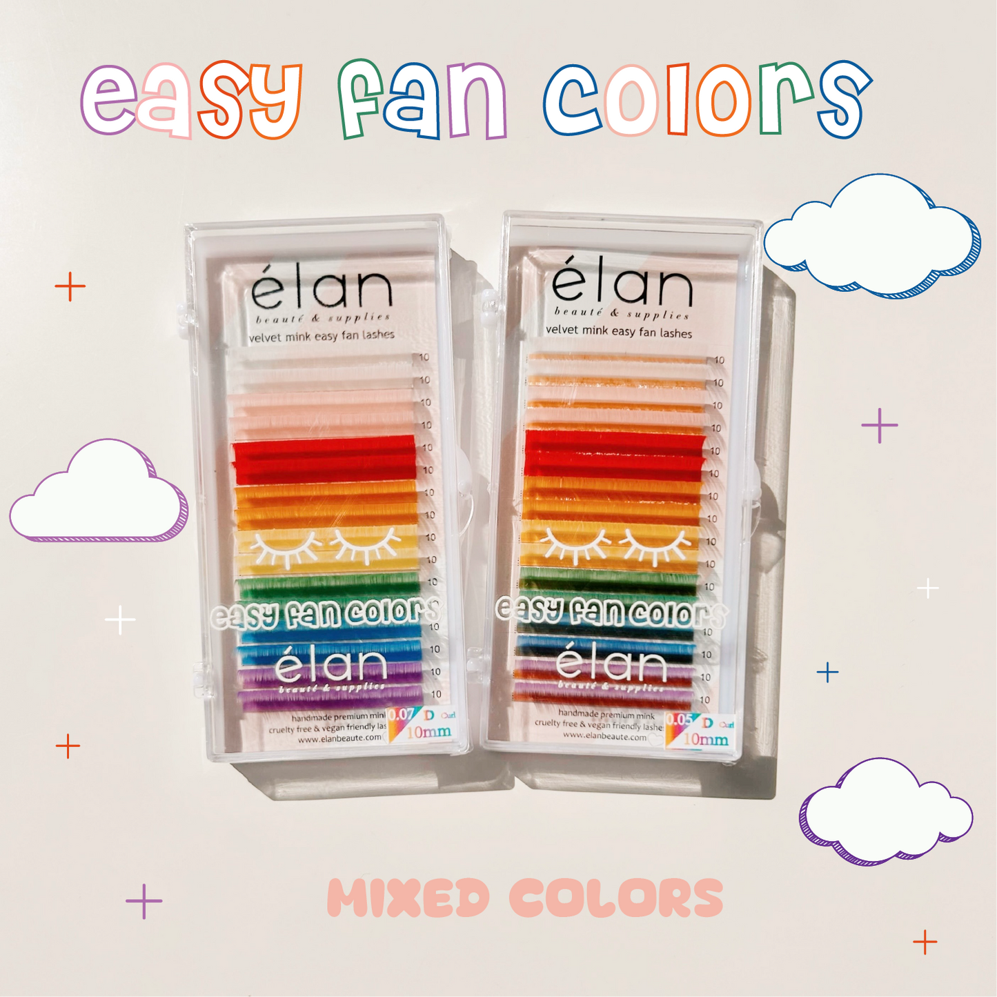 EASY FAN MIXED COLORS velvet mink lashes