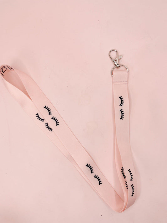 baby pink lash lanyard