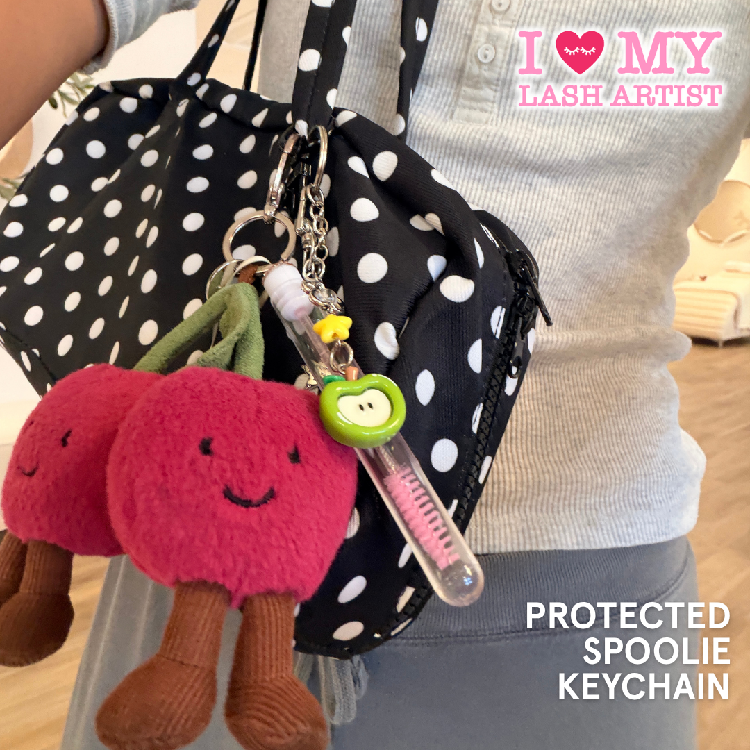 apple of my eye lash spoolie keychain