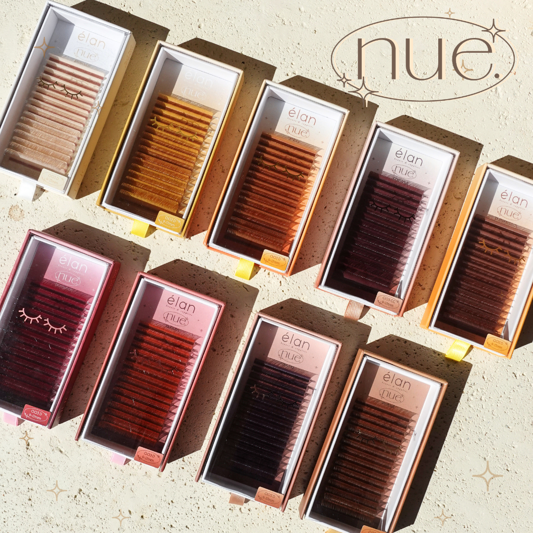 the NUE collection shade-matching color lashes