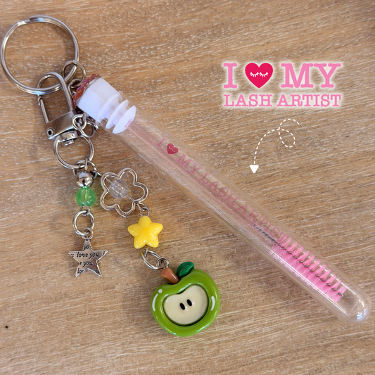 apple of my eye lash spoolie keychain