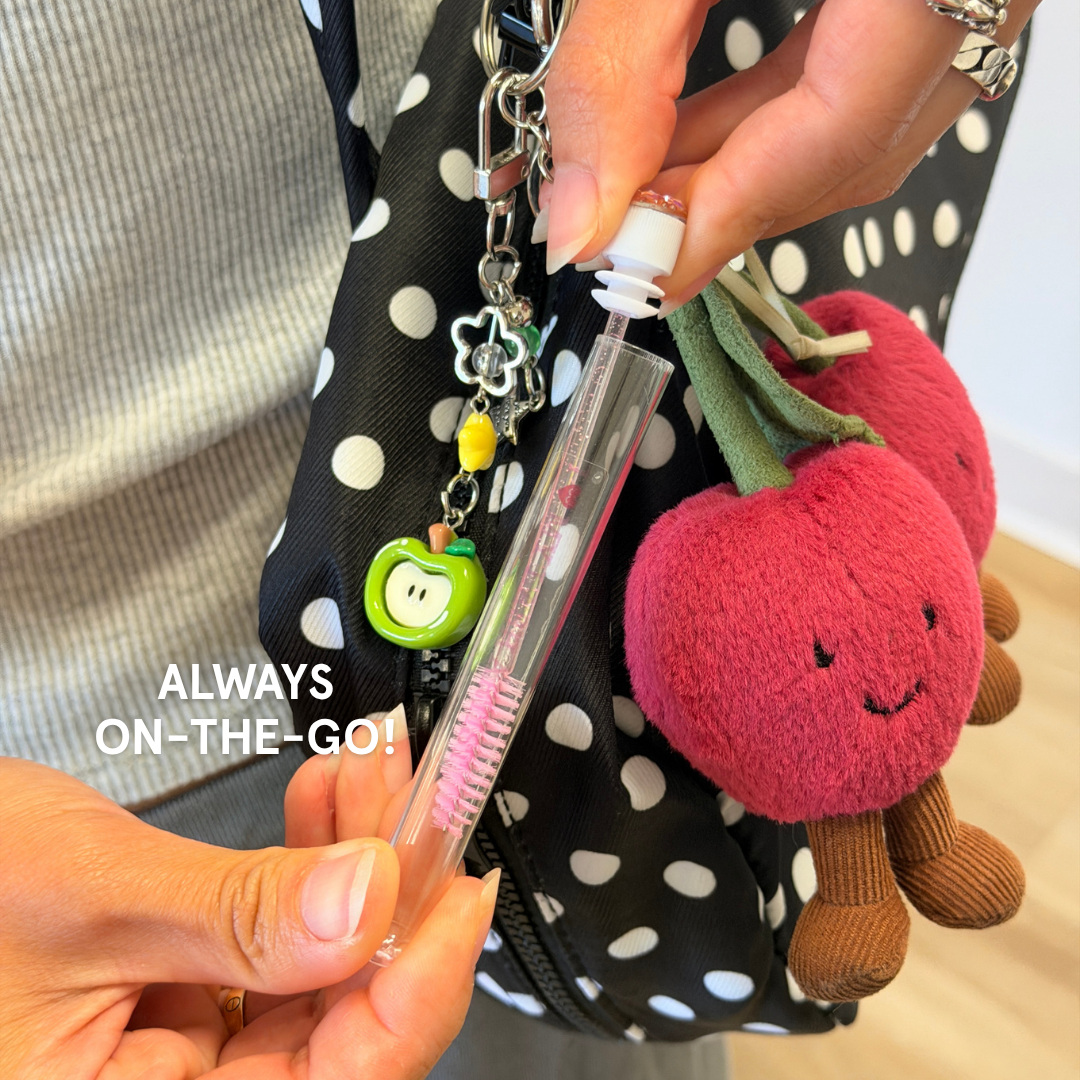 apple of my eye lash spoolie keychain