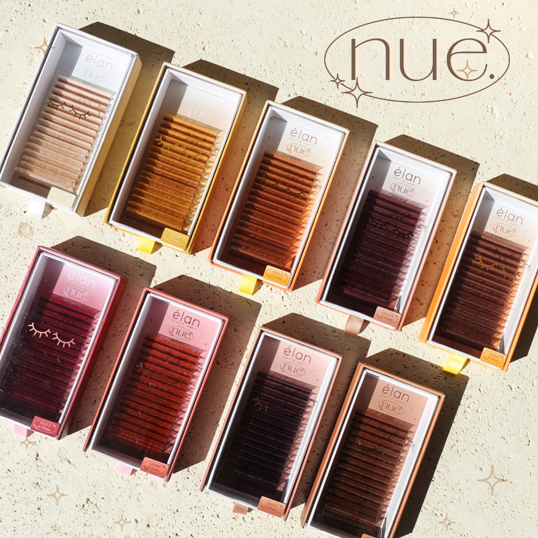 the NUE collection shade-matching color lashes