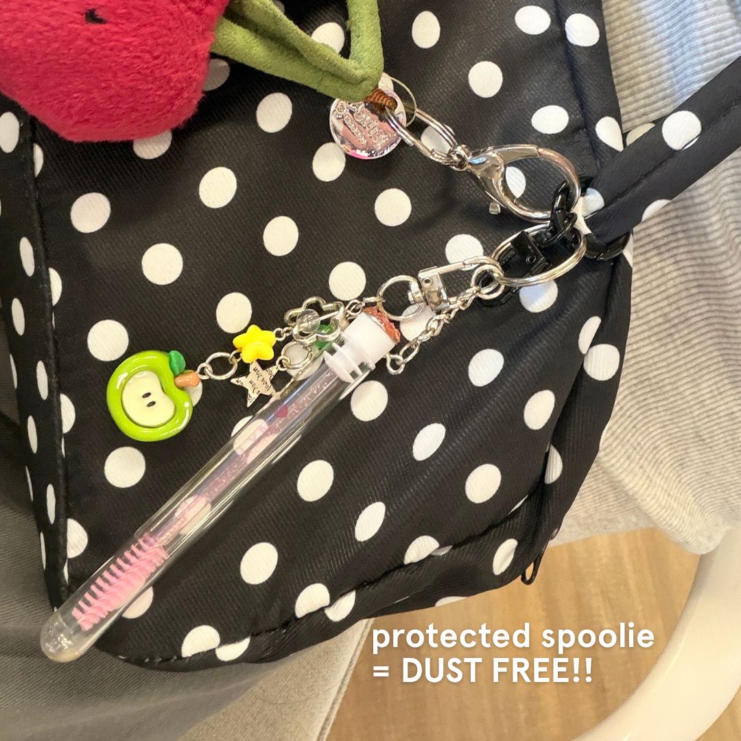 apple of my eye lash spoolie keychain