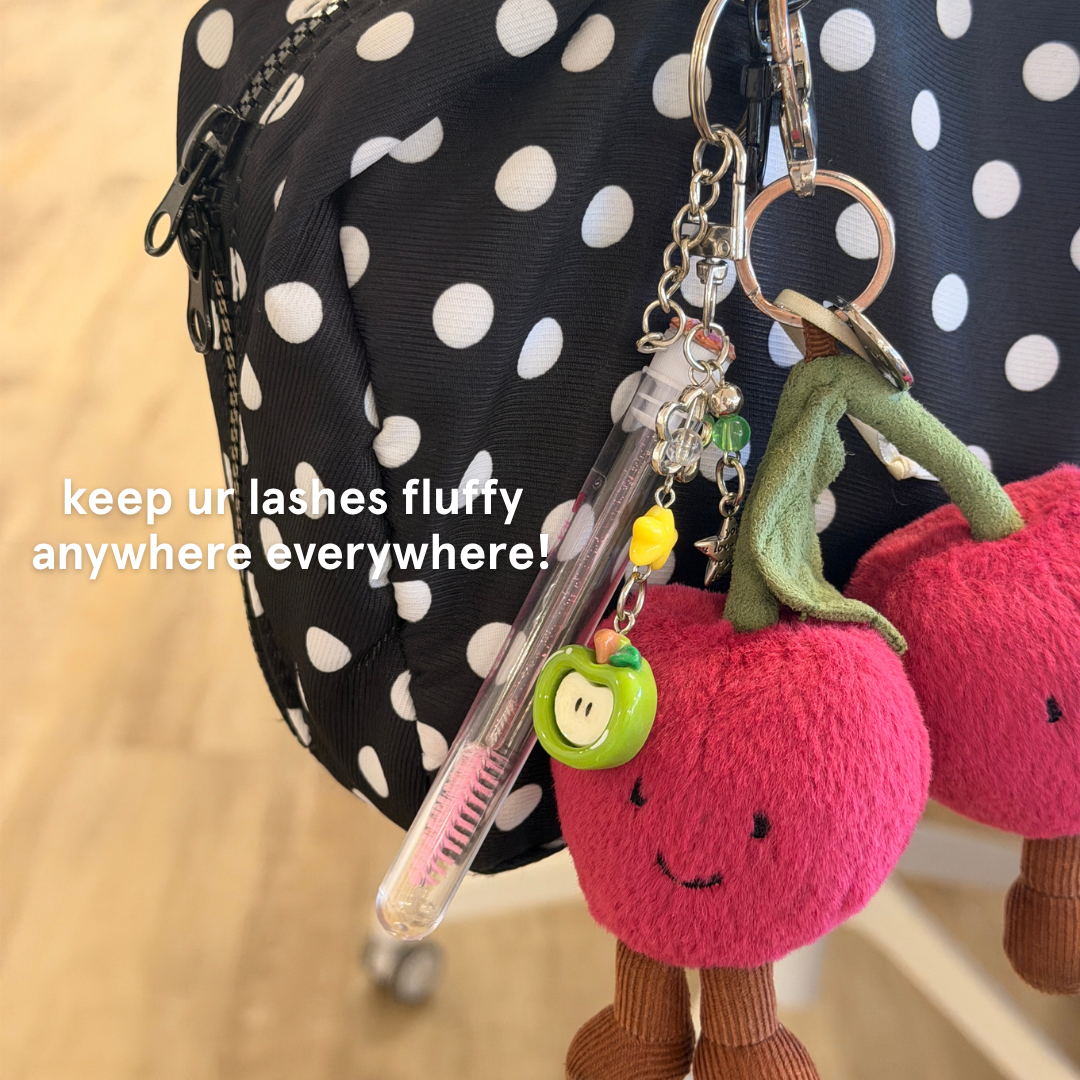 apple of my eye lash spoolie keychain