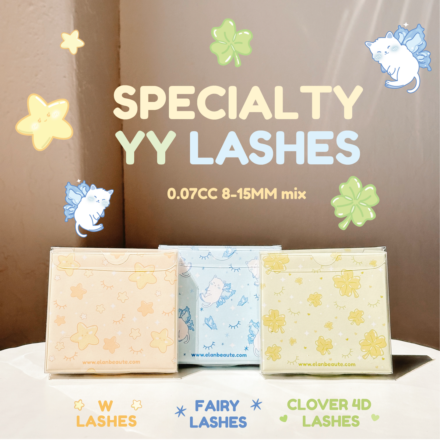 special YY lashes (fairy, W, clover)